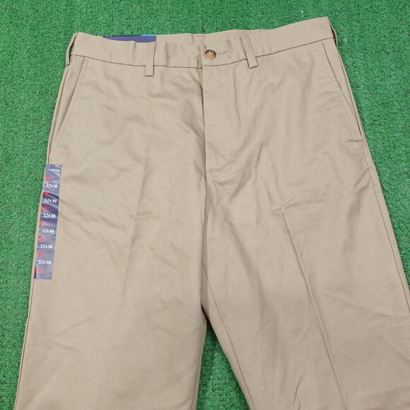 NWT CROFT & BARROW FLAT FRONT CLASSIC FIT KHAKI CHINO PANTS MENS 32X30 NEW! - Picture 4 of 10